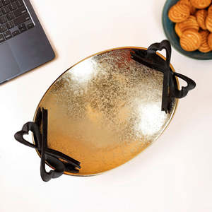 Bol à fruits en métal doré de luxe avec poignées sculptées artistiquement, bol de service décoratif pour table à manger, comptoir de cuisine, salon - Product Image 4