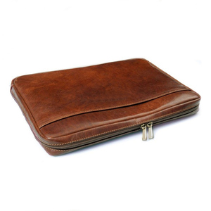 Custom Leather Laptop Sleeve Full Grain Leather Protective Laptop <b>Case</b> Business Travel <b>Computer</b> Bag with Zipper Closure Shoulder - Product Image 3