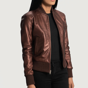 Chaqueta de Motociclista para Mujer, 100% Piel de Oveja Genuina, Transpirable, Ecológica, Acolchada, Empaque Premium, Negra Lisa - Product Image 1