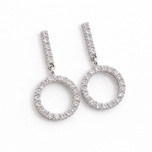 Pendientes Colgantes Románticos de Circonita Cúbica Blanca para Mujer, Plata de Ley Fina con Baño de Rodio, Regalo de Aniversario, Compromiso o Boda - Product Image 4