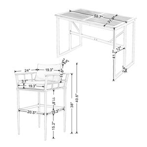 Set da Pranzo per Esterni con Braccioli in Acciaio e Legno di Acacia per Patio, Balcone o Giardino - Product Image 5