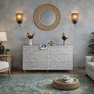 ILAHI's Bone Inlay <b>Drawer</b> Modern Design Agate Detailing <b>Storage</b> Portable Home Furniture - Product Image 1