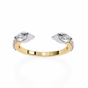 Bague ouverte unique à double pierre et diamants, bijou de mariée élégant et minimaliste pour les mariées - Product Image 2