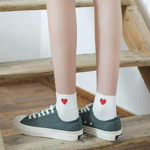 New Japanese Girl Love Heart Pattern Student Tube Socks Fashion <b>Combed</b> Cotton Ankle Socks Women - Product Image 4