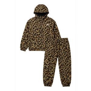 Ensemble de survêtement Y2K style vintage imprimé léopard en nylon pour homme – Veste à capuche zippée et pantalon de jogging coupe-vent - Product Image 5