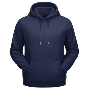 Men's <b>Navy</b> Blue Hooded Sweatshirt Regular Fit Casual Solid Color Cotton Fleece Pocket Hoodie Autumn Wear Knitted Style 2027 - Product Image 1