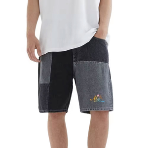 Custom Patch Work Denim Shorts Street Wear Style <b>Men's</b> <b>Jean</b> Shorts Wholesale Denim Short Pants <b>Jeans</b> <b>Men</b> OEM Serviced - Product Image 2