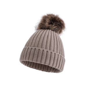 Bonnet en tricot rouge pour femme avec pompon en fourrure, en mélange de laine, bonnet d'hiver, vêtements d'extérieur, bonnets ODM OEM - Product Image 6