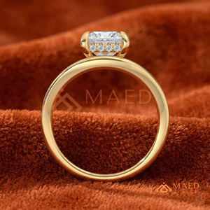14K Yellow Gold Princess Cut Diamond Engagement <b>Ring</b> - Modern <b>Split</b> Shank Solitaire - Product Image 3