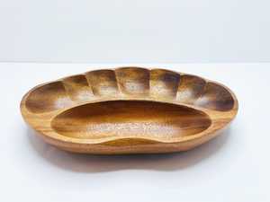 Assiette de service de voyage artisanale en bois d'acacia écologique, forme irrégulière, design Wabi-Sabi poli, couleur unie, vaisselle et assiettes - Product Image 4