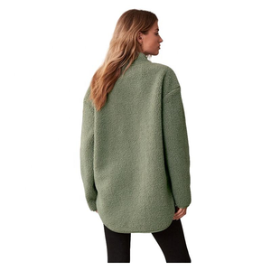 Veste polaire Sherpa demi-zippée haut de gamme pour femme, manteau d'hiver décontracté et chaud pour l'extérieur, vêtement d'extérieur doux et moelleux à plusieurs couches, vente en gros - Product Image 6