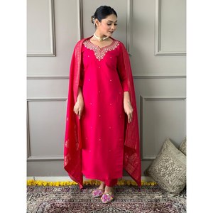 Hermosa ropa tradicional china elegante parte superior inferior y Dupatta para ropa de fiesta - Product Image 3