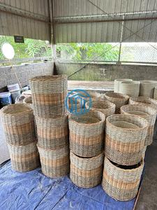 Laundry Storage <b>Basket</b> with Floral Detail Natural <b>Wicker</b> <b>Hamper</b> Decorative Nursery Toy Organizer Kids Room Home Storage <b>Basket</b> - Product Image 2