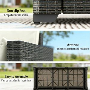 Divano da Esterno in Vimini Bianco Crema per Giardino, Terrazza e Cortile, Seduta Doppia - Product Image 4