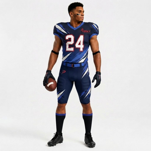 Maillot et pantalon d'uniforme d'équipe de football américain personnalisés pour hommes, impression par sublimation, grande taille, tissu respirant à séchage rapide, usine OEM ODM - Product Image 3