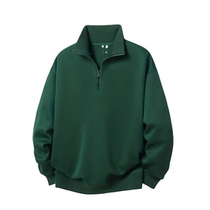 Men's Heavyweight Half Zip Pullover Sweatshirt Oversized <b>Mock</b> <b>Neck</b> Plain Cotton Custom Streetwear <b>Top</b> - Product Image 1
