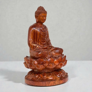 Statue de Bouddha assis en bois de rose naturel Tam Viet, sculptée à la main, sculpture bouddhiste en bois, design traditionnel pour la décoration intérieure - Product Image 1