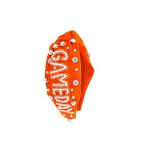 Serre-tête perlé orange vif très populaire, idéal pour le spirit d'équipe, bandeau personnalisé pour supporters sportifs avec strass 2026 - Product Image 1