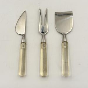 Juego de Cortadores de Queso de Diseño Elegante, Juego de Cortadores de Queso Bonitos, Acero Inoxidable Plateado, Mango de Resina Transparente, Utensilios de Cocina - Product Image 1