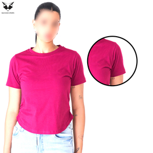 Camiseta de Algodón y Poliéster Lisa para Mujer con Logotipo Personalizado, Fabricante de Fábrica, Color Rosa Sólido, Manga Corta, Cuello Redondo, Ropa Casual - Product Image 5