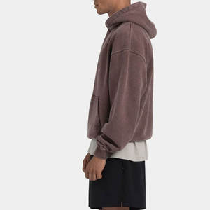 Custom Oversized Heavyweight Acid Wash Hoodie Vintage Mineral Wash Streetwear <b>Pullover</b> <b>Men</b> Cotton Fleece Drop Shoulder Hoody - Product Image 2