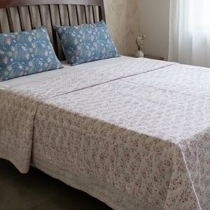 Luxury Cotton Sanganer Kantha Queen Size Throws Hand Block Printed Large Width Handmade Indian <b>Quilt</b> <b>Bedding</b> Home Textile - Product Image 4