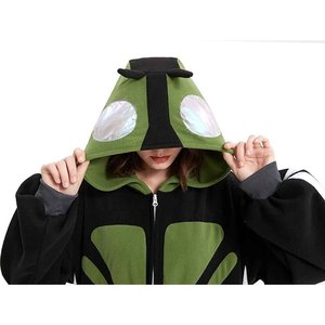 Combinaison en polaire à capuche verte personnalisée pour femmes, longue, douce, avec fermeture éclair sur le devant, design de dessin animé, pyjama d'hiver - Product Image 6