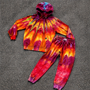 Ensemble sweat à capuche et jogging tie-dye unisexe haut de gamme, survêtement deux pièces streetwear personnalisé uni - Product Image 1