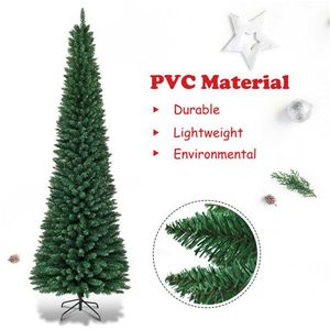 Albero di Natale Artificiale Sottile da 2,1 m con 700 Rami Realistici in PVC, Finitura Effetto Neve, Design Salvaspazio per Angoli Ristretti - Product Image 6