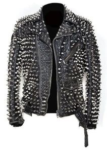Fazmax Corporation Studded Cowhide Leather Waterproof Breathable Windproof Reversible Eco-Friendly Men's Biker Jacket Plus Size - Product Image 2