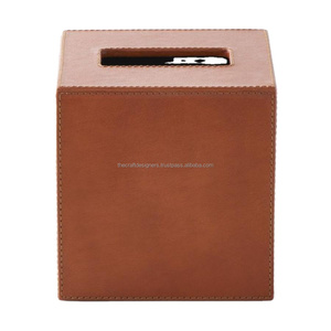 Boîte à mouchoirs en cuir véritable, distributeur de mouchoirs écologique, boîte à mouchoirs en cuir, logo personnalisé - Product Image 1