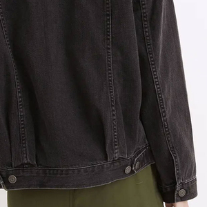 Women's Black Denim Jacket Oversized Loose Fit Stonewashed Casual Style <b>Button</b> Front Solid Color Autumn Wear - Product Image 6