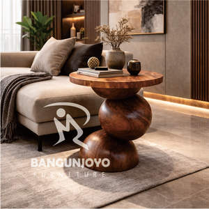 Table basse/tabouret moderne de luxe en bois massif, écologique et durable, pour usage extérieur, salon, hôtel, restaurant, salle à manger - Product Image 3