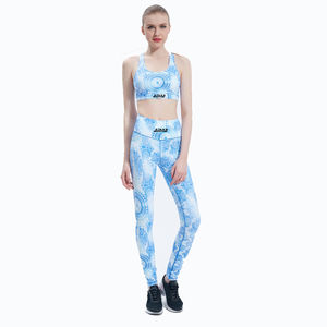 Conjunto de yoga sexy para mujer: Top deportivo, leggings transpirables con sublimación, sujetador y pantalones para fitness y running. - Product Image 1