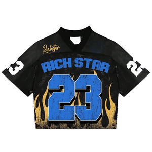 เสื้อเจอร์ซีย์อเมริกันฟุตบอลคุณภาพเยี่ยมสำหรับผู้ชาย ขายส่ง ออกแบบเองได้ ปักลายปะติด ปักลายปักเย็บอย่างดี เสื้อแขนสั้น - Product Image 2