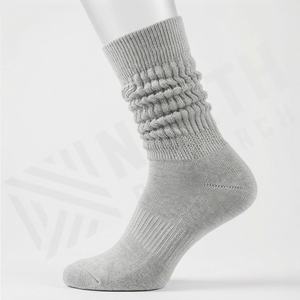 Chaussettes Slouch pour femme, tricotées, hautes jusqu'au genou, pour bottes, à effet froissé, couleur personnalisable, respirantes, mode, décontractées, confortables, douces - Product Image 3