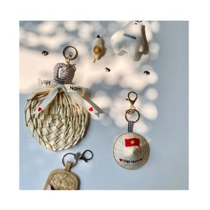 Vietnam Hot Sale Export Trade Conical Hat Keychain 7cm Diameter Printed Palm Leaf Design <b>Portable</b> Souvenir Gift - Product Image 5
