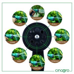 Manguera de jardín con pistola de pulverización de 8 patrones, 3 abrazaderas y adaptador para grifo, manguera de agua verde de alta resistencia para jardín y lavado de coches. - Product Image 6