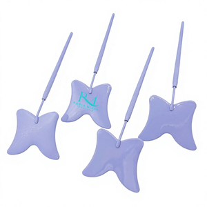 Produit phare : Miroir pour extensions de cils en forme de papillon, avec revêtement en poudre violet brillant et poignée à motif diamant. - Product Image 6
