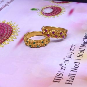 Wedding Wear 925 Sterling Silver Gold Plated Jewelry Ruby Gemstone Women Wear Classic <b>Couple</b> <b>Ring</b> - Product Image 3