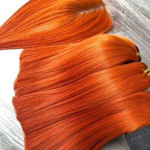 Extensions de cheveux humains lisses orange à os soyeux vietnamien Paquets de fermeture transparents Couleur orange Cheveux vierges de haute qualité - Product Image 2