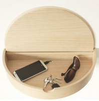 Table de chevet en bois massif, forme semi-circulaire, design élégant et courbé, 1 tiroir, rangement écologique, style moderne pour hôtel