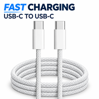 Câble de charge USB-C tressé double extrémité durable 100W 60W avec Power Delivery et transfert de données pour ordinateur portable, smartphone, tablette (vente en gros)