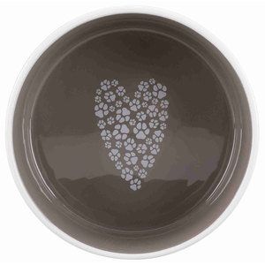 Comedero y Bebedero de Cerámica para Mascotas con Forma de Corazón 0.8L/16 cm Crema-Taupe - Product Image 3