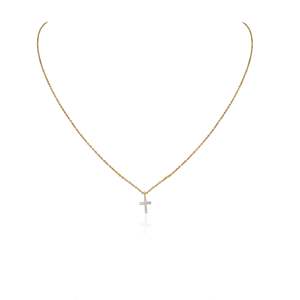 18K Gold Diamond Studded Tiny Cross Necklace - Product Image 3