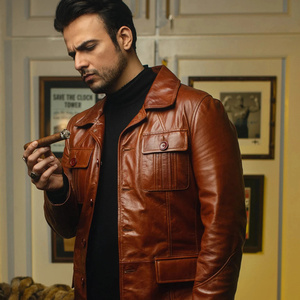 Chaquetas de Cuero Personalizadas para Hombre, Chaquetas Casuales de Invierno, Chaquetas de Cuero para Motociclistas con Cierre Personalizado, Ropa Exterior de Estilo Clásico - Product Image 6