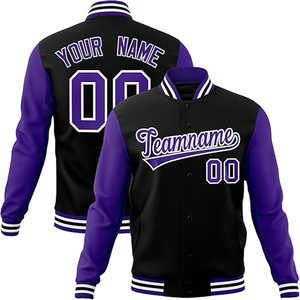 Veste universitaire personnalisée pour homme, noire et grise, style baseball, avec nom et numéro brodés, boutons-pression - Product Image 3