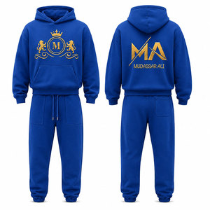 Chándal Azul Vintage Mudassar para Hombre, Talla Grande, 480 g/m², 100% Algodón, con Capucha, Largo, Casual, con Cordón Ajustable y Bolsillos - Product Image 1