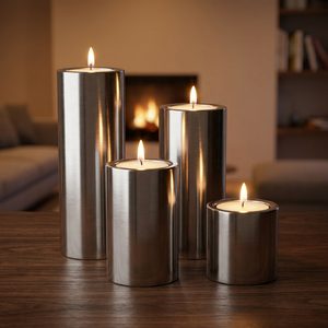 Ensemble de porte-bougies cylindriques en métal, résistants à la chaleur, faits à la main, écologiques, décoration de mariage et de maison - Product Image 2