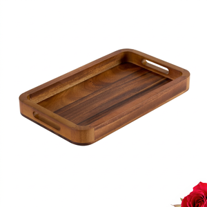 Plateau de service en bois fait main, personnalisé, OEM, ODM, avec poignées découpées, DECORYUG - Product Image 1
